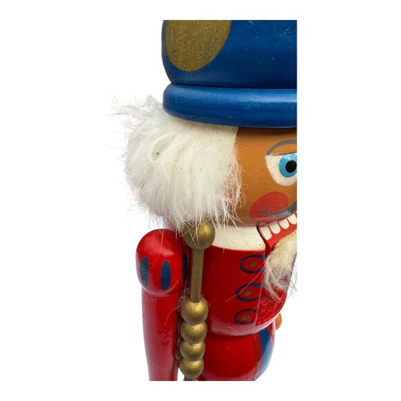 Vtg German Democratic Repubblic Nutcracker Wooden Soldier Red Blue Handmade 11" - Picture 8 of 11